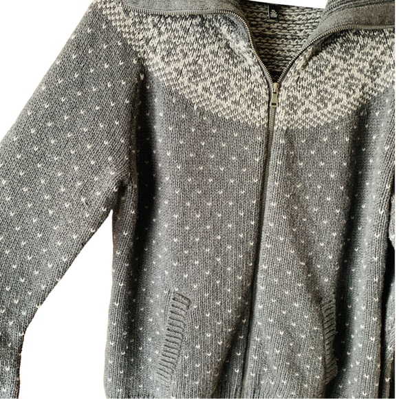 Talbots Front Zip Women’s Cardigan Grey Cream Size XL Cotton Wool With Pockets - Picture 10 of 16